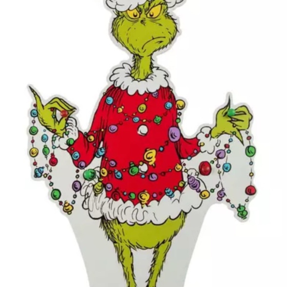 Grinch With Christmas Lights Wood Decor 40”